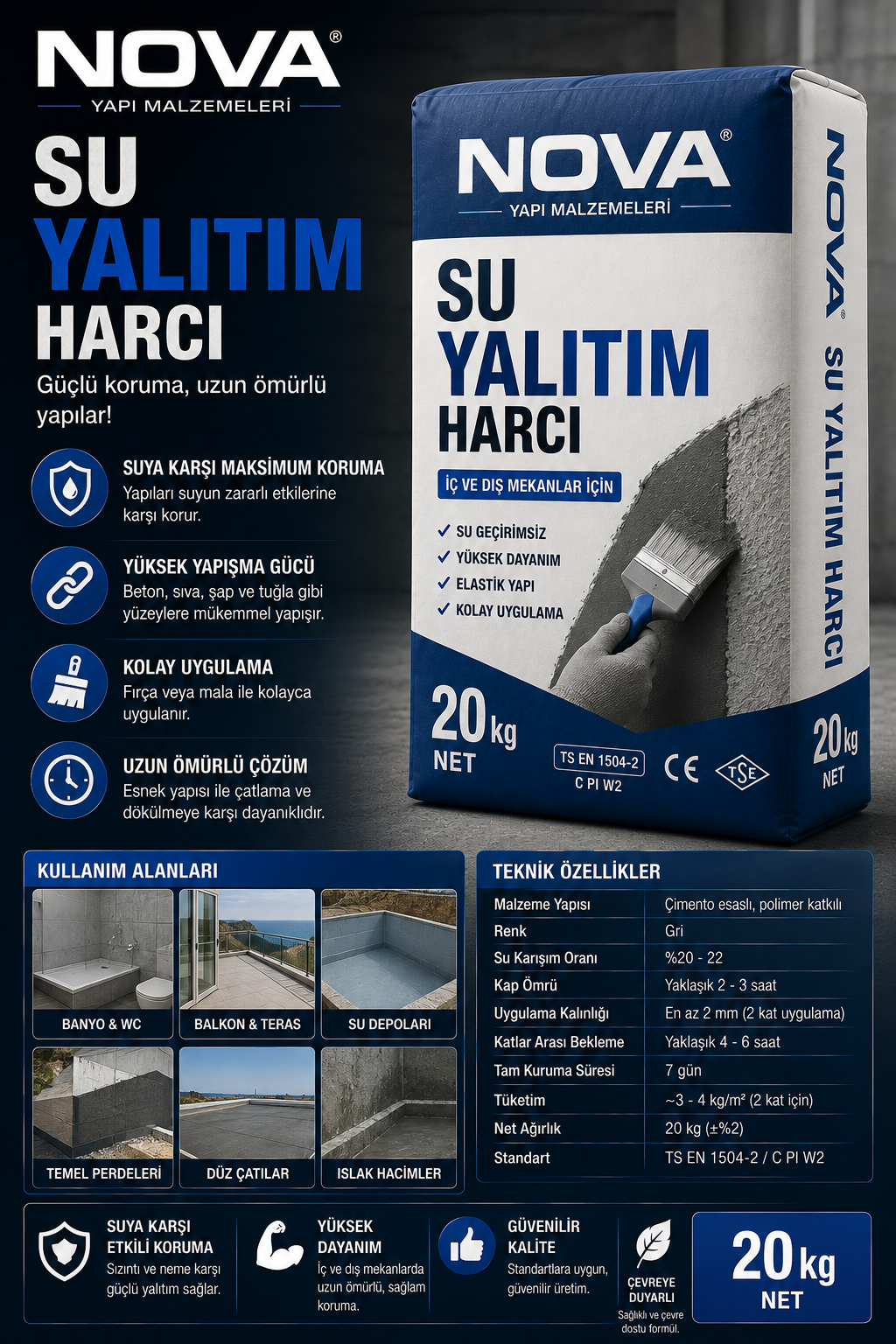 Nova Su Yalıtım Harcı 20 kg