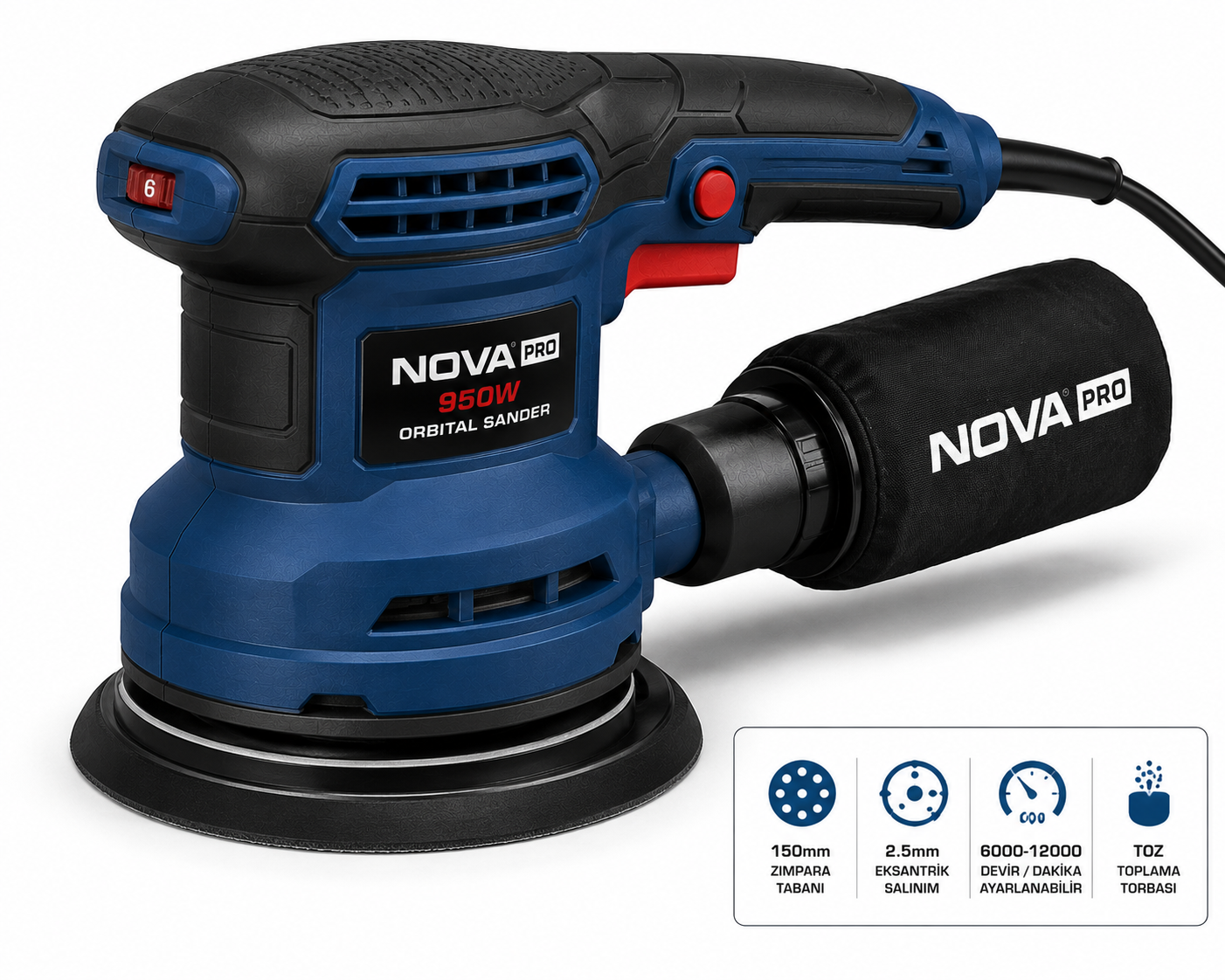 Nova Pro 950W Eksantrik Zımpara 150 mm
