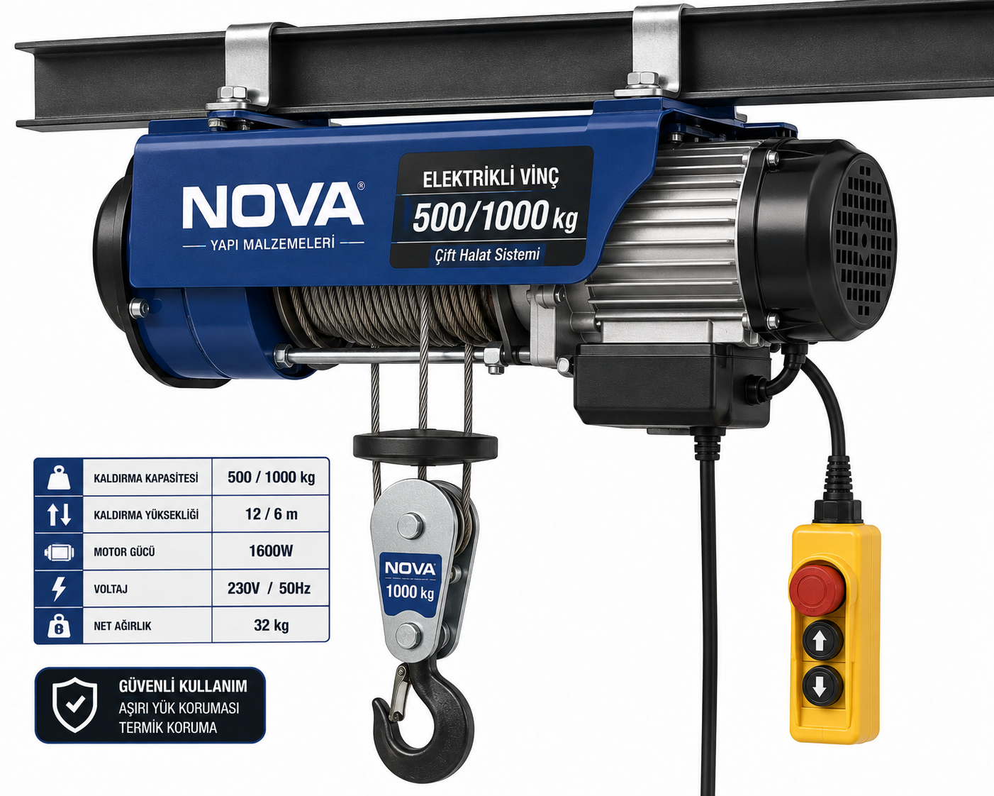 Nova Elektrikli Vinç 5001000 kg